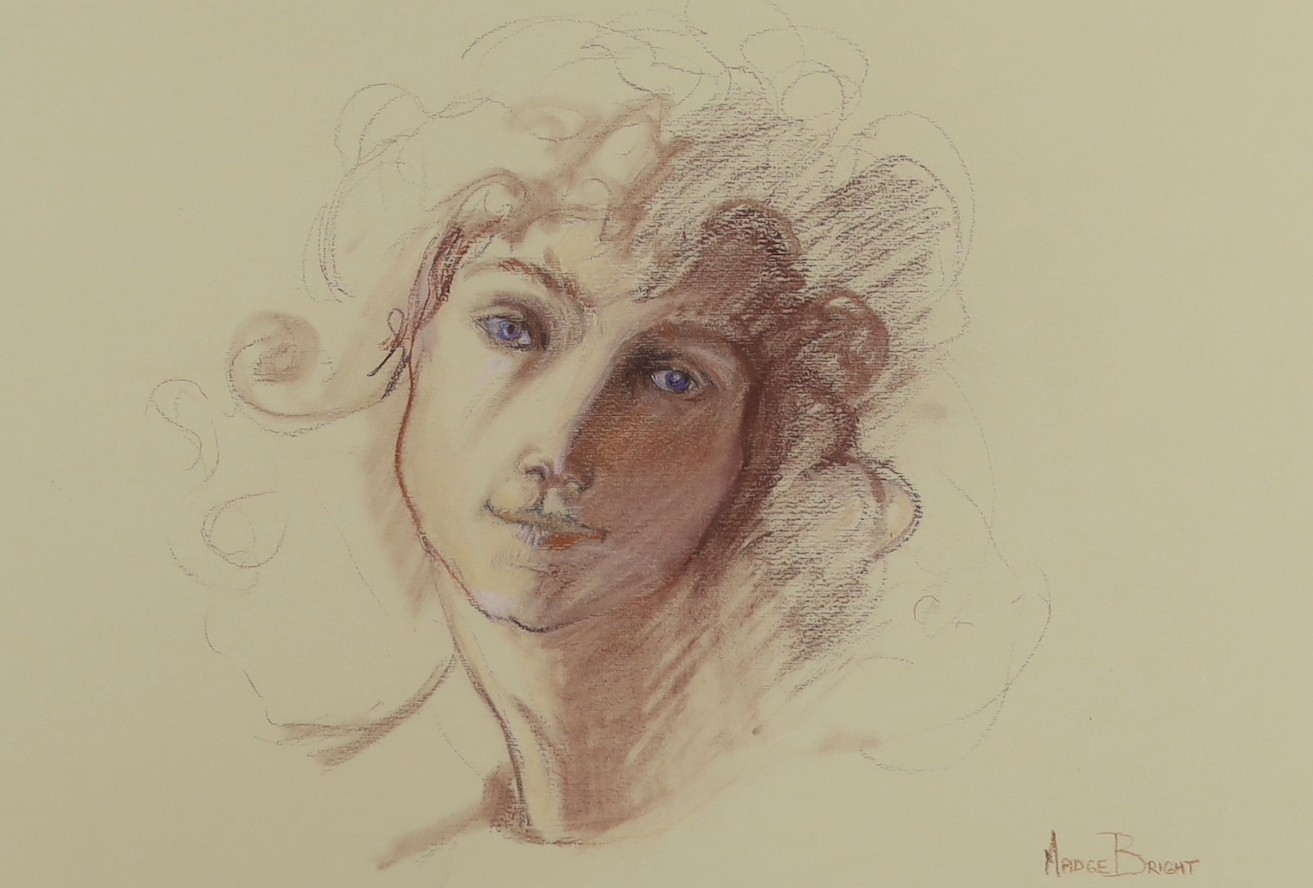 Madge Bright, pastel, Head study of a lady, signed, 27 x 39cm